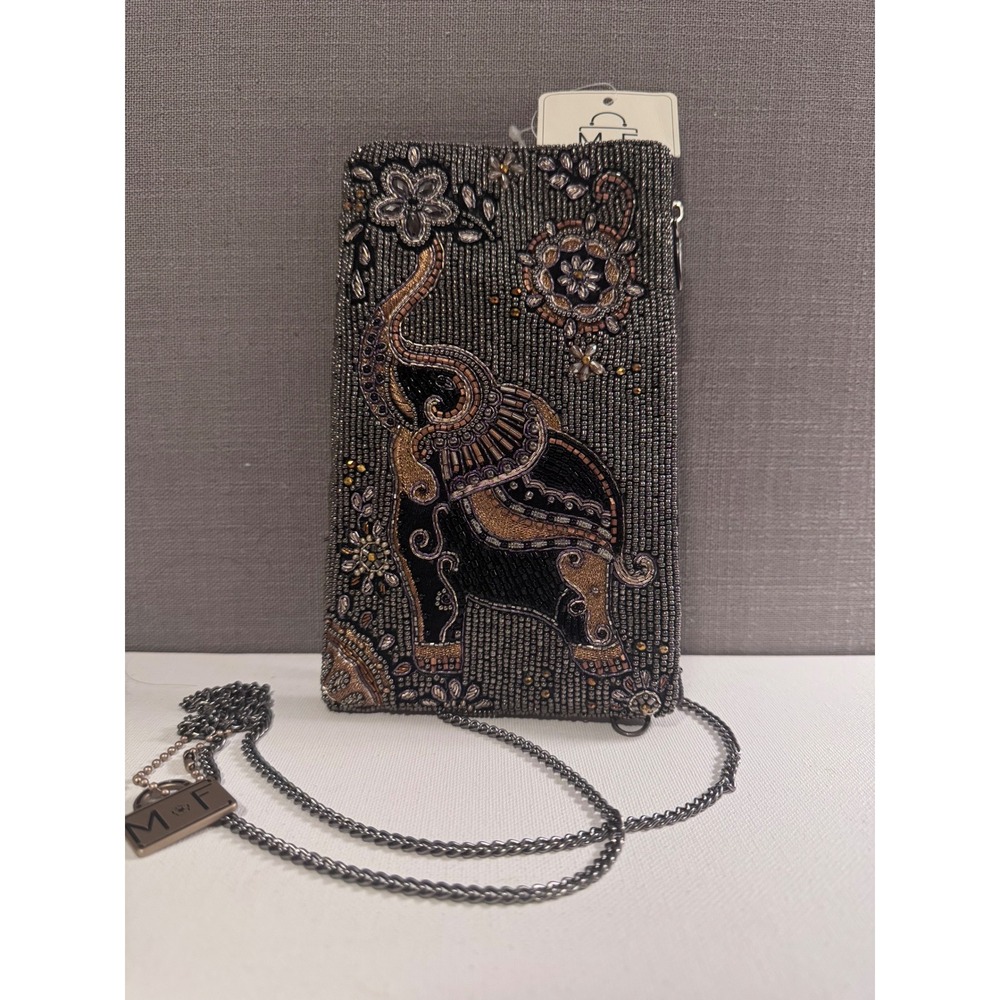 Mary Frances Elegant Elephant Beaded Crossbody Phone Clutch NWT